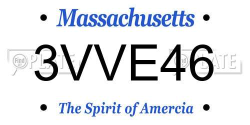 3VVE46 Massachusetts License Plate