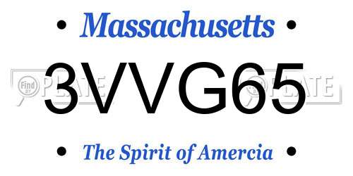 3VVG65 Massachusetts License Plate