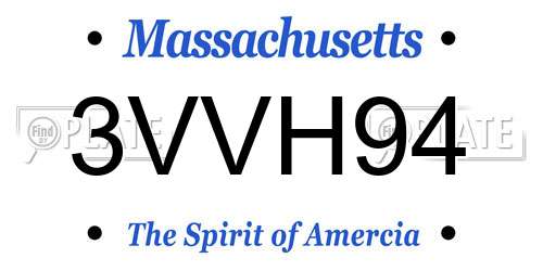 3VVH94 Massachusetts License Plate