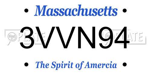 3VVN94 Massachusetts License Plate