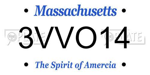 3VVO14 Massachusetts License Plate