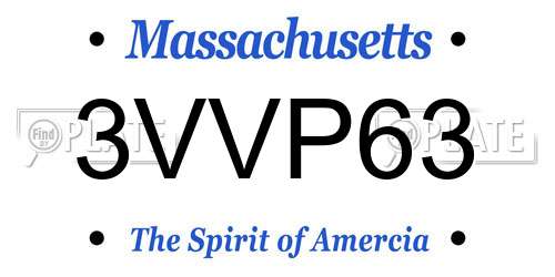 3VVP63 Massachusetts License Plate