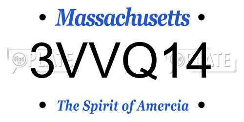 3VVQ14 Massachusetts License Plate