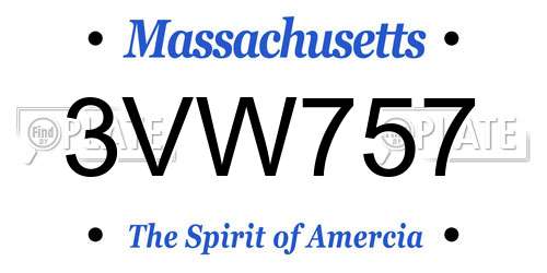 3VW757 Massachusetts License Plate
