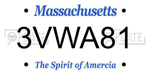 3VWA81 Massachusetts License Plate