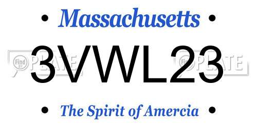 3VWL23 Massachusetts License Plate