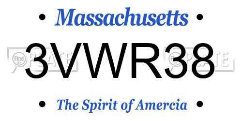 3VWR38 Massachusetts License Plate