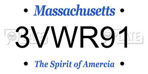 3VWR91 Massachusetts License Plate