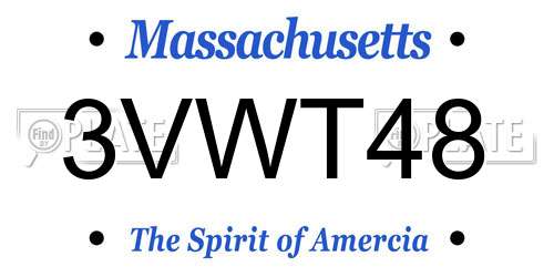 3VWT48 Massachusetts License Plate