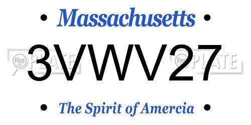 3VWV27 Massachusetts License Plate