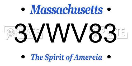 3VWV83 Massachusetts License Plate