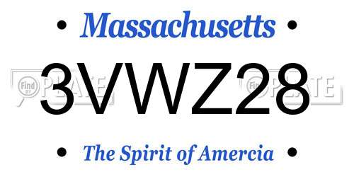 3VWZ28 Massachusetts License Plate