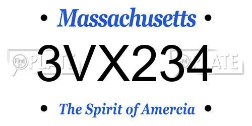 3VX234 Massachusetts License Plate