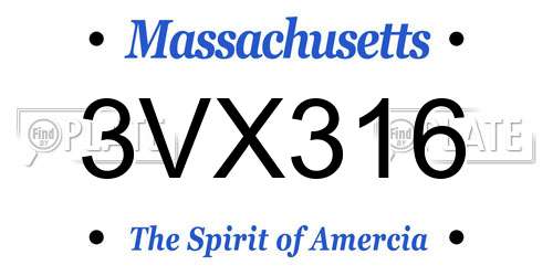 3VX316 Massachusetts License Plate