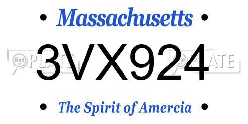 3VX924 Massachusetts License Plate