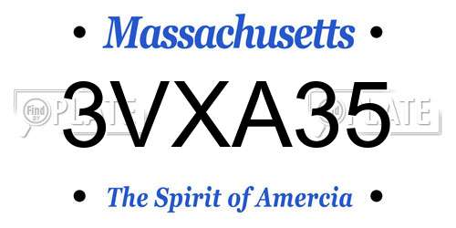 3VXA35 Massachusetts License Plate