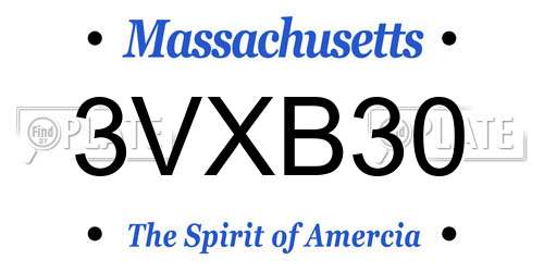3VXB30 Massachusetts License Plate