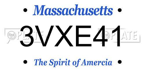3VXE41 Massachusetts License Plate