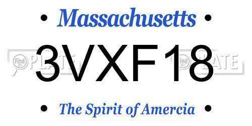 3VXF18 Massachusetts License Plate