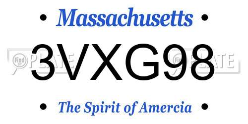 3VXG98 Massachusetts License Plate
