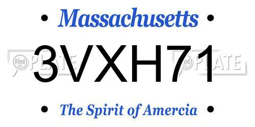 3VXH71 Massachusetts License Plate