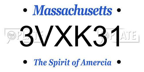 3VXK31 Massachusetts License Plate