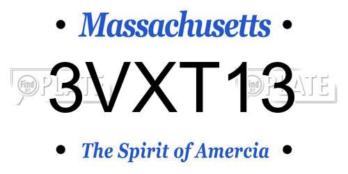 3VXT13 Massachusetts License Plate