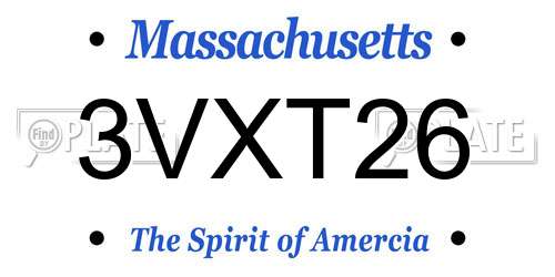 3VXT26 Massachusetts License Plate