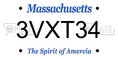 3VXT34 Massachusetts License Plate
