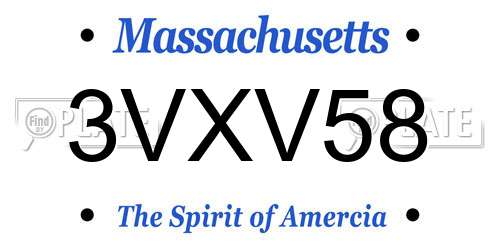 3VXV58 Massachusetts License Plate