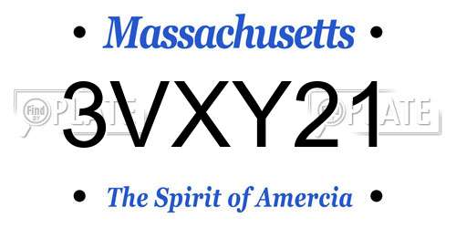 3VXY21 Massachusetts License Plate