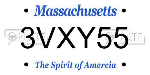 3VXY55 Massachusetts License Plate