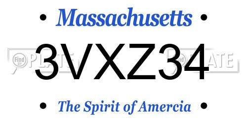 3VXZ34 Massachusetts License Plate