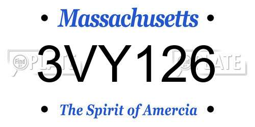 3VY126 Massachusetts License Plate