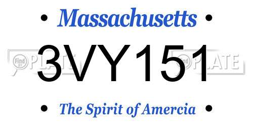 3VY151 Massachusetts License Plate