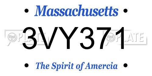 3VY371 Massachusetts License Plate