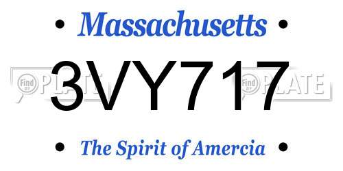 3VY717 Massachusetts License Plate