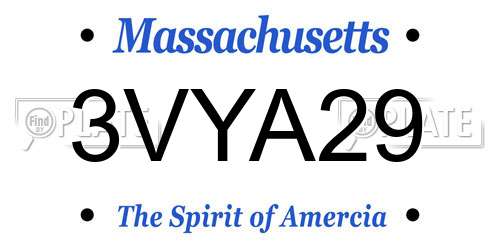 3VYA29 Massachusetts License Plate