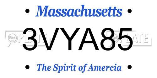 3VYA85 Massachusetts License Plate
