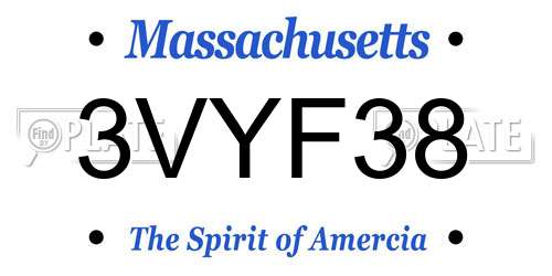 3VYF38 Massachusetts License Plate