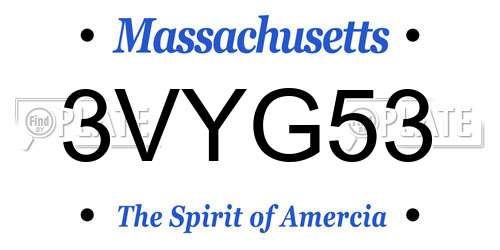 3VYG53 Massachusetts License Plate