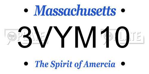 3VYM10 Massachusetts License Plate