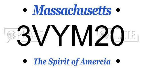 3VYM20 Massachusetts License Plate