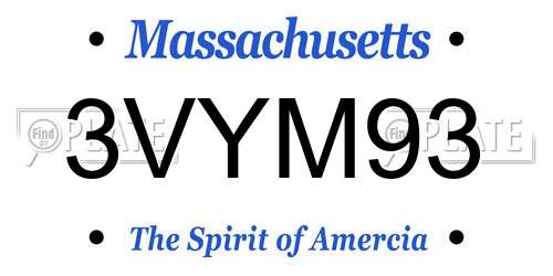 3VYM93 Massachusetts License Plate