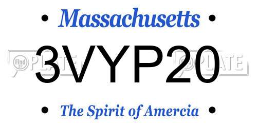 3VYP20 Massachusetts License Plate