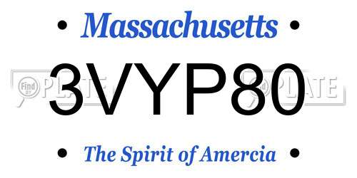 3VYP80 Massachusetts License Plate