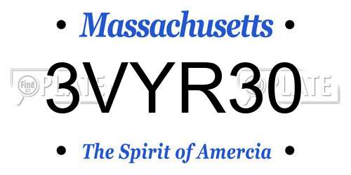 3VYR30 Massachusetts License Plate