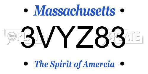 3VYZ83 Massachusetts License Plate
