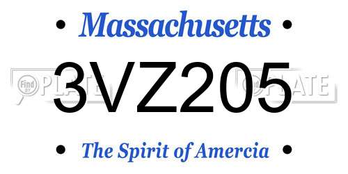 3VZ205 Massachusetts License Plate
