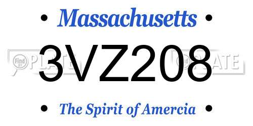 3VZ208 Massachusetts License Plate